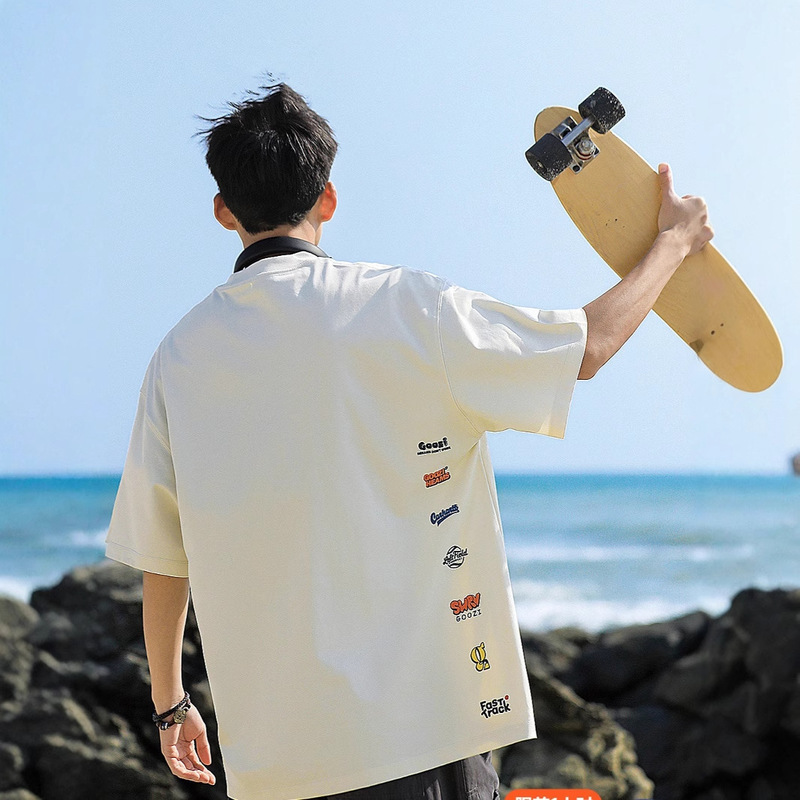Factory Direct Supply 220g Heavyweight Printed Sorona Short-Sleeve Men's 2026 Summer Japanese-Style Quick-Drying Cool-Feeling Half-Sleeve T-Shirt Factory Direct Supply 220g Heavyweight Printed Sorona Short-Sleeve Men's 2026 Summer Japanese-Style Quick-Drying Cool-Feeling Half-Sleeve T-Shirt