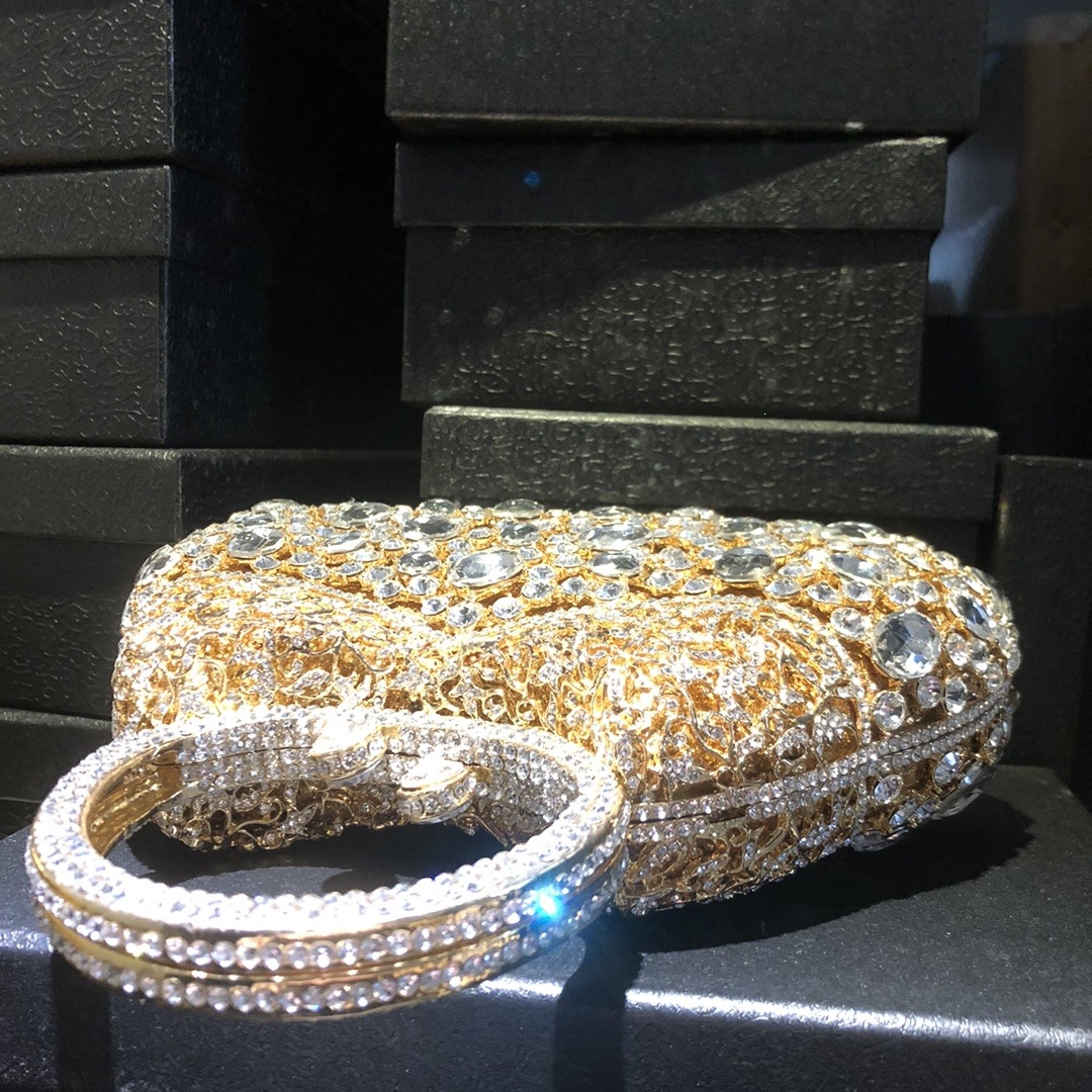 086 bolsas de banquete de diamantes de vidrio oval bolsas de diamantes de banquete mujeres embrague de cristal