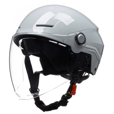 helmet electric car women's summer | Motosiklet kaskı (dəbilqə) - cold-gray-with-long-transparent