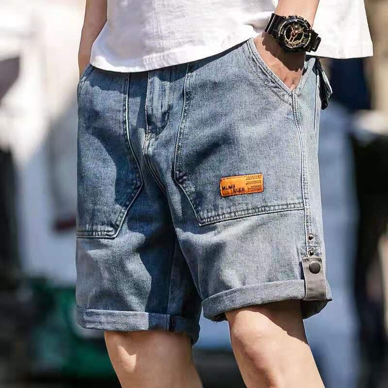 Foreign Trade Denim Shorts Men's Summer Thin Loose Trendy Brand Ins Workwear Mid-Pants Men's Five-Point Pants 2025 Foreign Trade Denim Shorts Men's Summer Thin Loose Trendy Brand Ins Workwear Mid-Pants Men's Five-Point Pants 2025