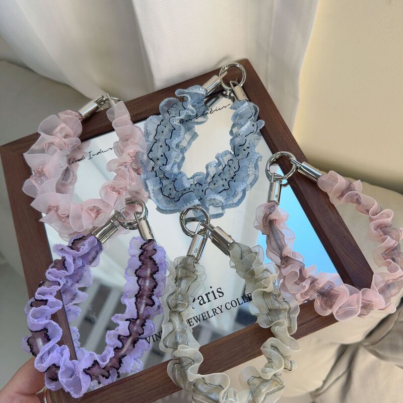 Lace Ruffle Phone Case Pendant Wrist Strap Dual Hook Multi-Purpose Keychain Wrist Rope Short Trendy Accessory Lace Ruffle Phone Case Pendant Wrist Strap Dual Hook Multi-Purpose Keychain Wrist Rope Short Trendy Accessory