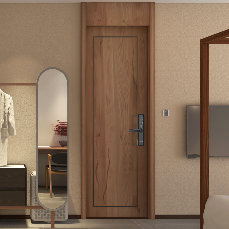 Puerta compuesta de madera maciza interior ecológico sin pintura conjunto de puerta de cristal de carbono puerta de madera puerta de habitación de hotel puerta de madera puerta de dormitorio