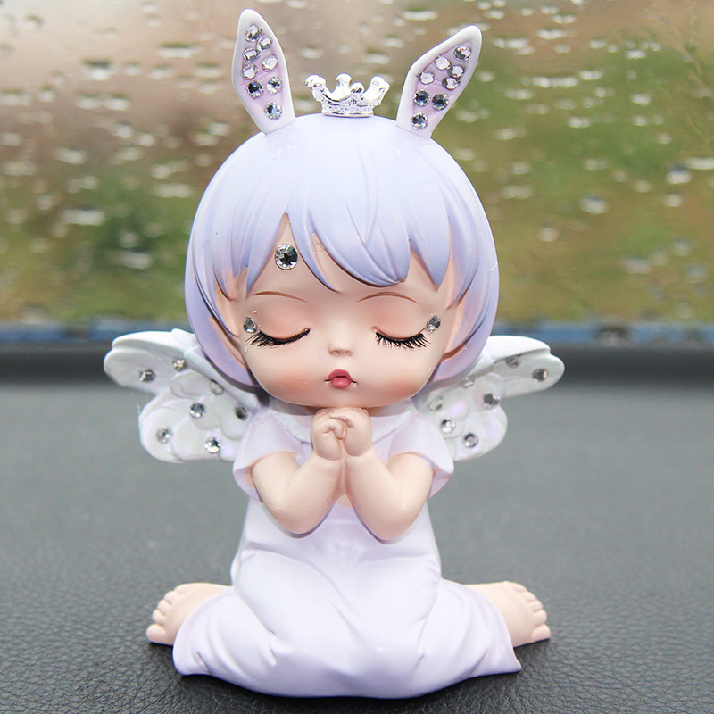 Adornos de coche Annie de diamantes adornos de coche ángel resina linda niña de dibujos animados interior del coche regalo de cumpleaños