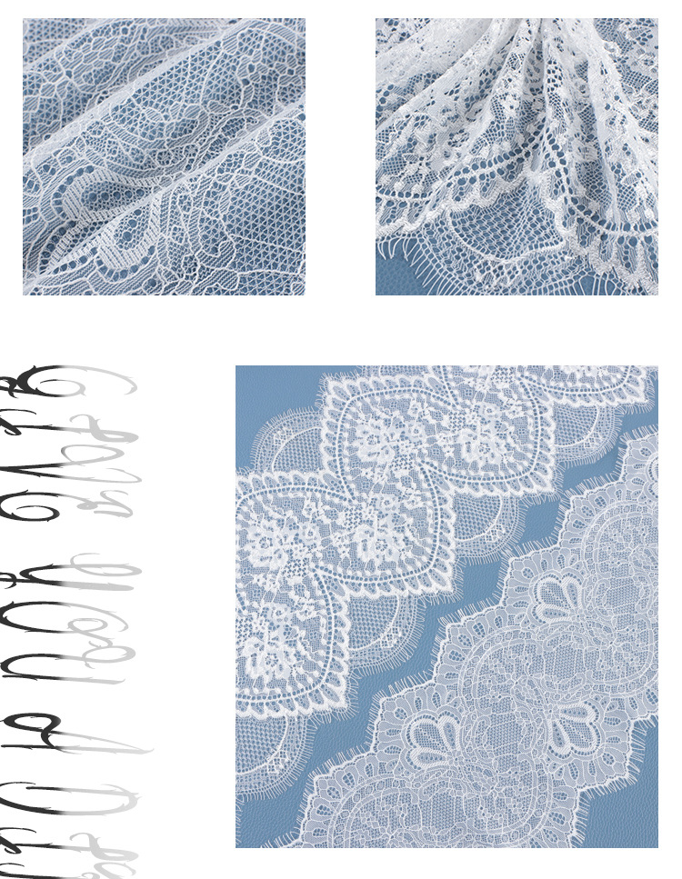 现货蕾丝花边面料白色锦纶丝无弹花边睫毛花边蕾丝边经典礼服辅料详情8