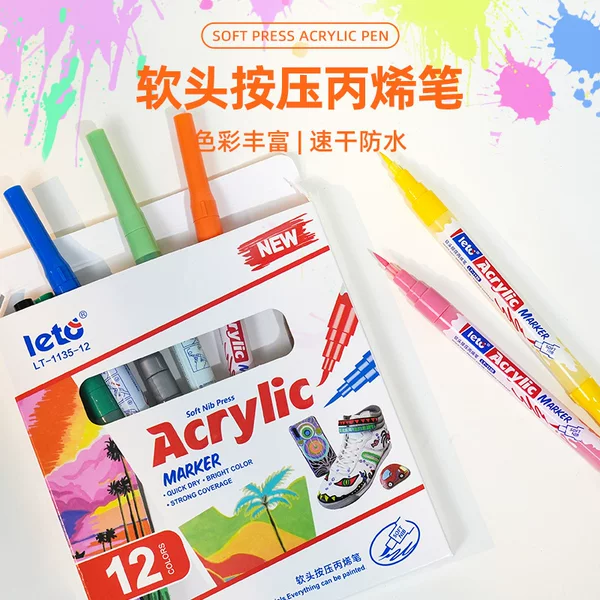 Soft-tip press-action acrylic marker pen, colored painting brush, art coloring and filling pen, washable, suitable for journaling, drawing, and doodling