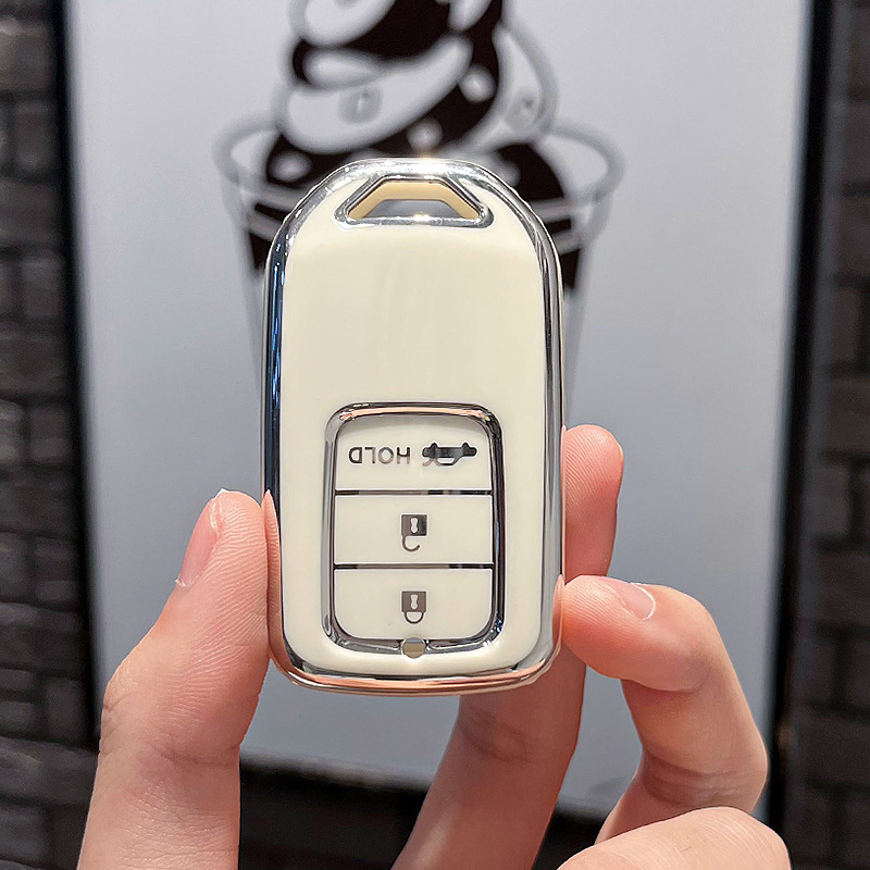 BT 키 P형 - 스마트 3버튼 [싱글쉘 화이트] + 실버 번호판