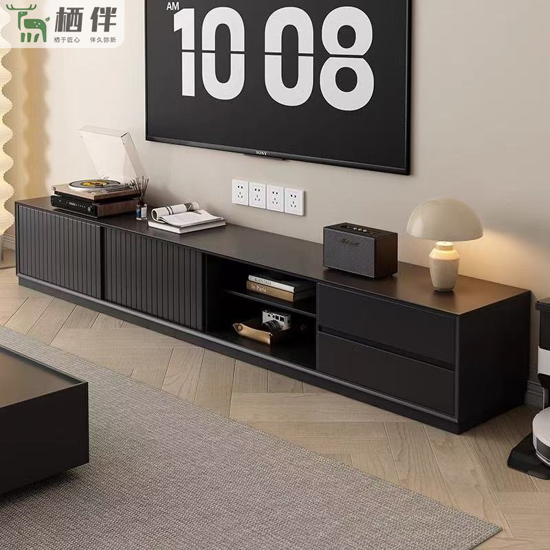 Solid Wood Tv Cabinet Living Room Home Wall-Mounted Floor-Standing Storage Cabinet Storage Cabinet Simple Modern High Tv Cabinet
