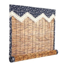 芦苇帘子草帘子复古包边茶室农家乐隔断吊顶墙面装饰竹门帘窗卷帘