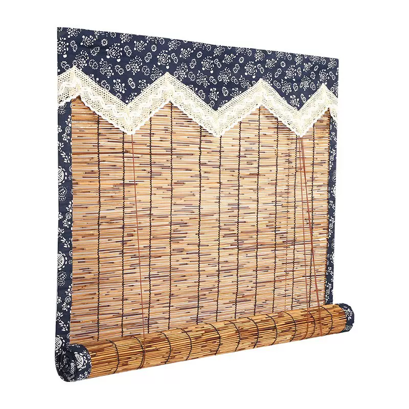 芦苇帘子草帘子复古包边茶室农家乐隔断吊顶墙面装饰竹门帘窗卷帘