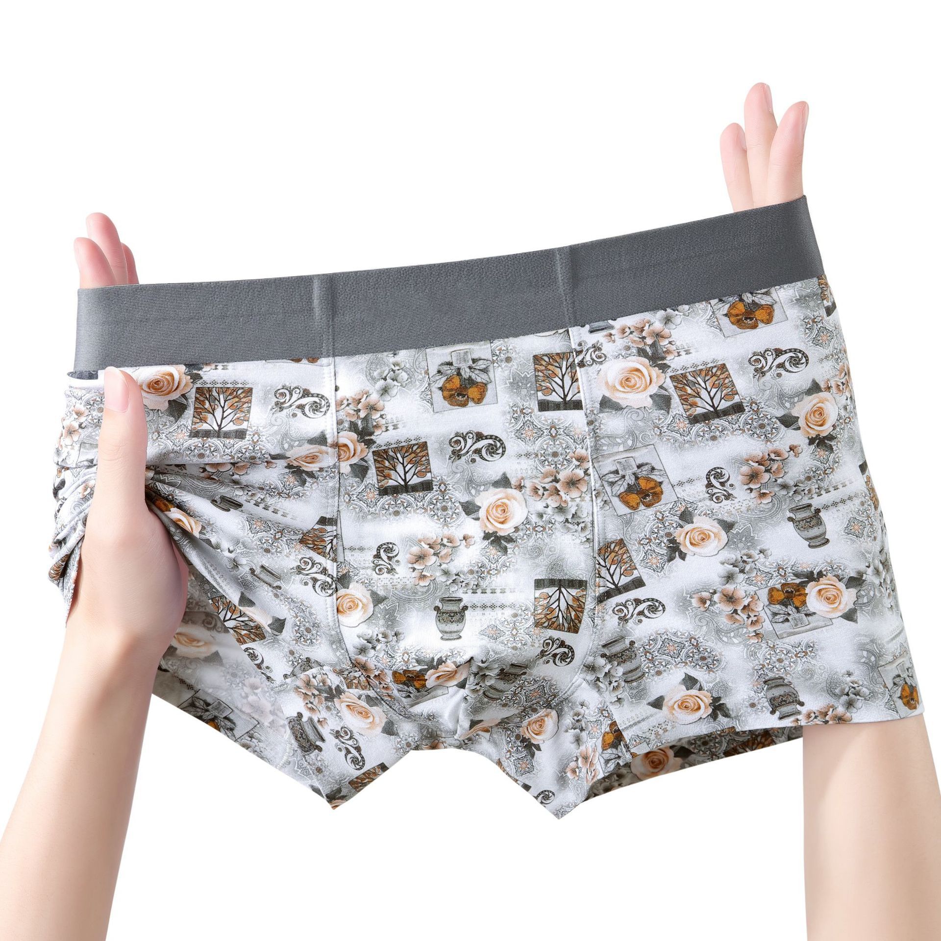 2026 nuevo 60 Orchid Model impresión digital hombre sin marcas calzoncillos de ángulo plano pantalones de cuadrante juveniles
