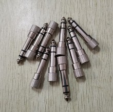6.3公双立体声转3.5母座转换头插座金属麦克风插头镀镍