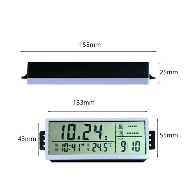 Calendário eletrônico multifuncional, display LCD, acessórios de quartzo