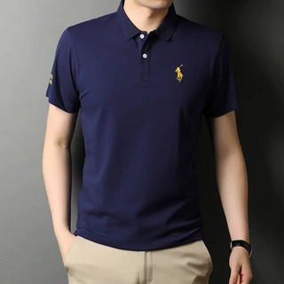 高档刺绣棉质T恤男POLO衫男士短袖夏季新款商务休闲吸汗透气上衣