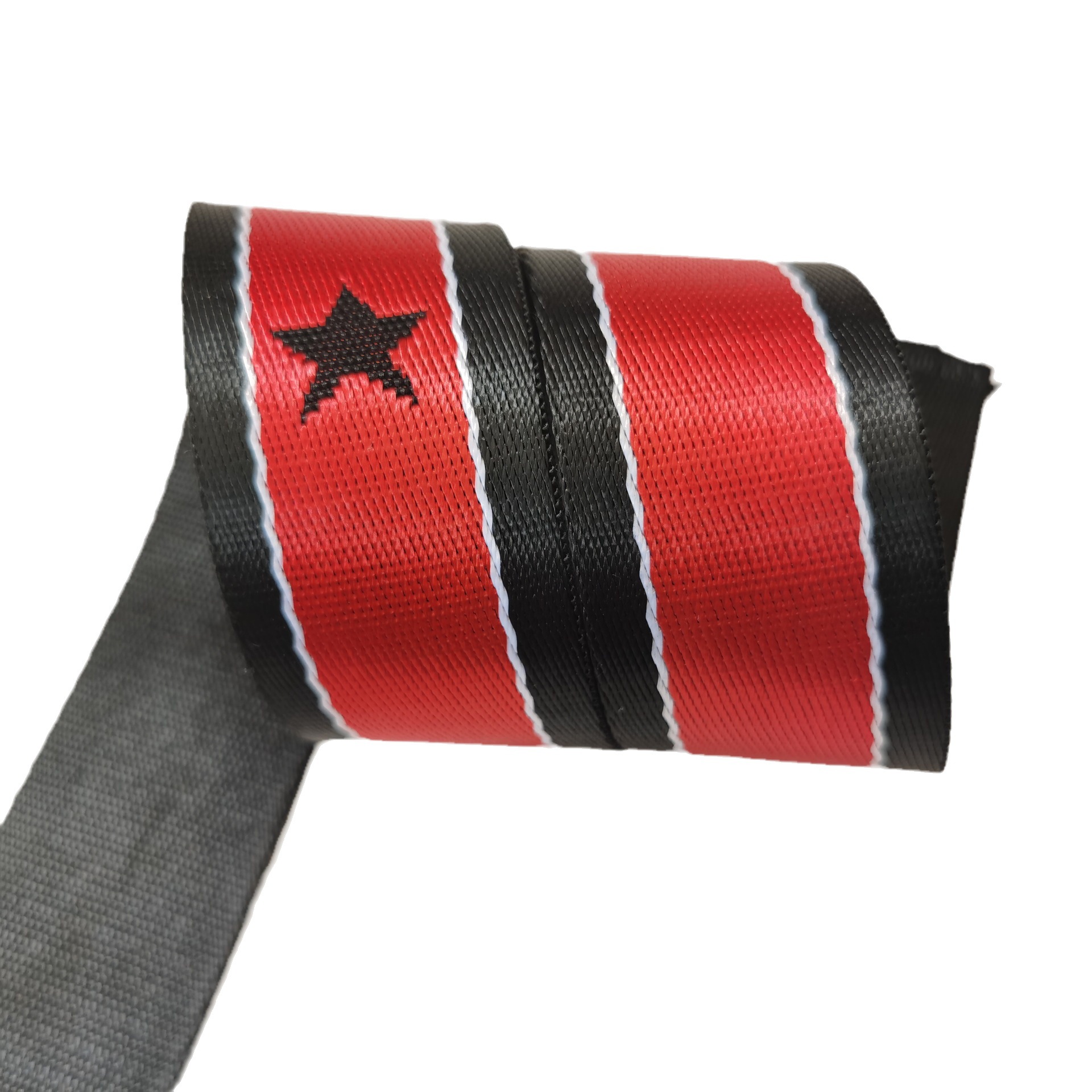 现货3.8cm宽1.3mm厚女包背带星星间色提花肩带黑红色仿尼龙织带