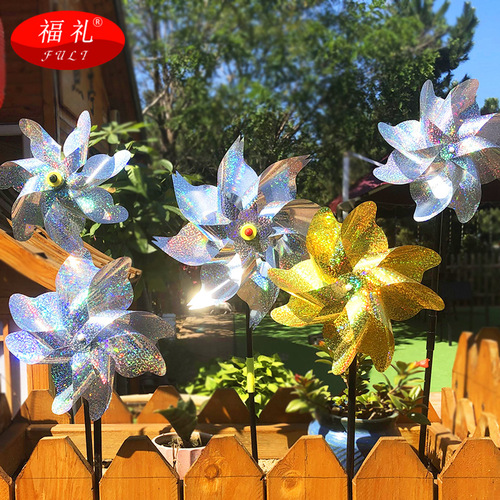Factory wholesale orchard Yangtze windmill outdoor anti-bird garden decoration garden scare bird laser colorful repel birds windmill 