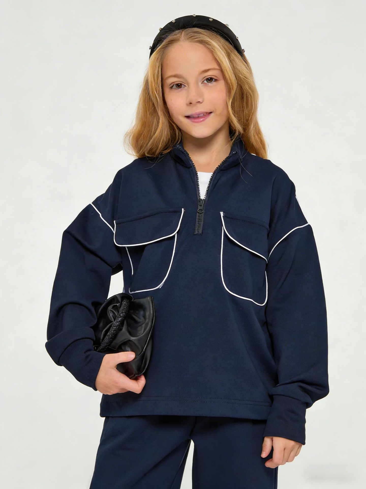 Mädchen Freizeit Streetstyle Zweiteiler Mit Half Zip Pullover_voghion.com