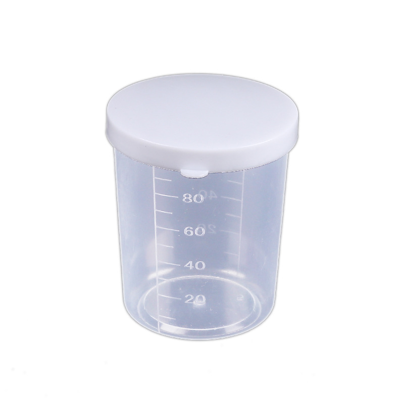 PP taza medidora con tapa en stock 30/50/100ml vaso de precipitados de doble escala vaso de plástico transparente de laboratorio