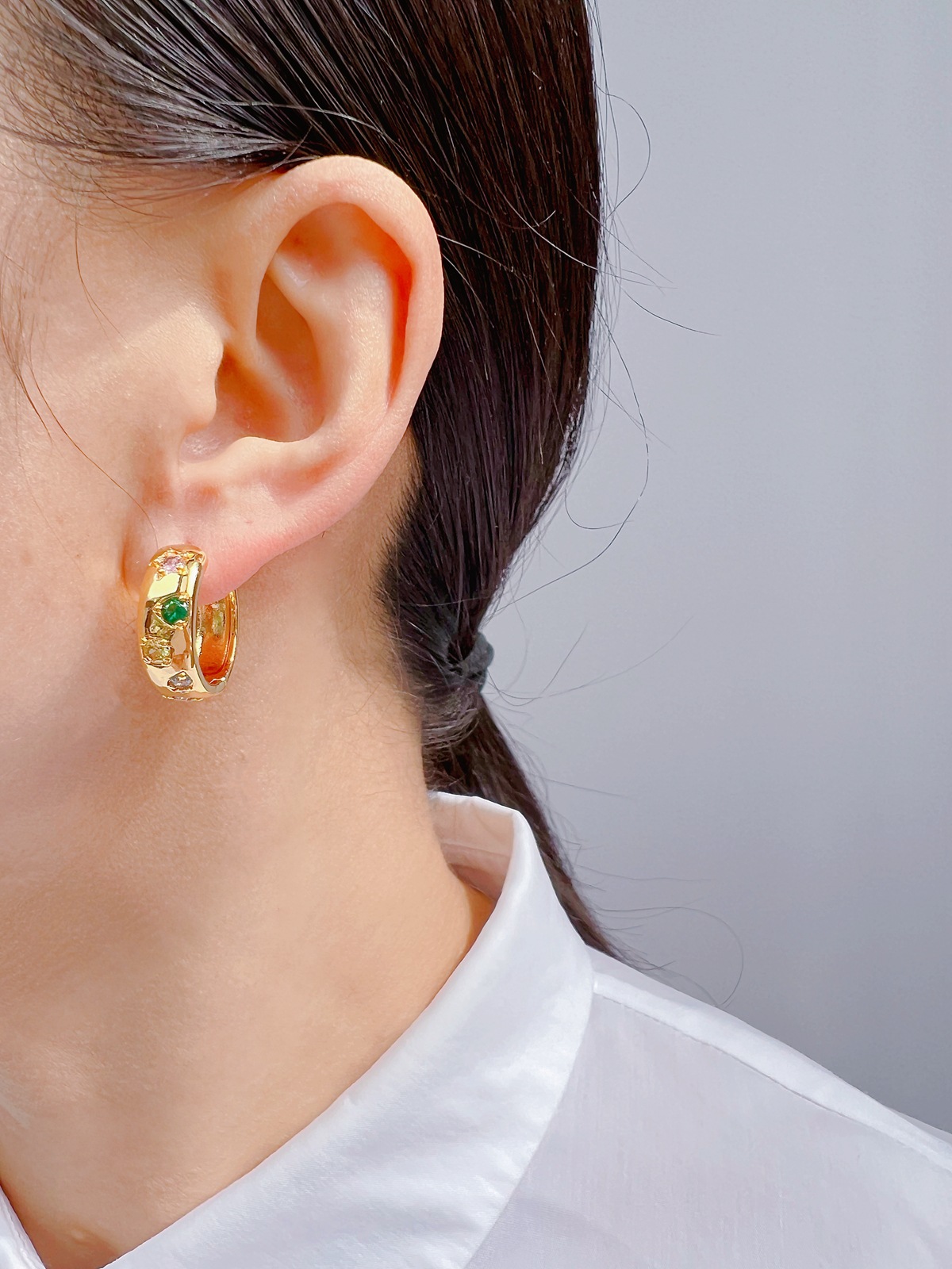 11g Weight Brass Ear Needle Material 18K Gold Plated Plating Material Zircon Inlay Material 1 Pair Simple Style Geometric Star Plating Inlay Brass Zircon 18K Gold Plated Earrings