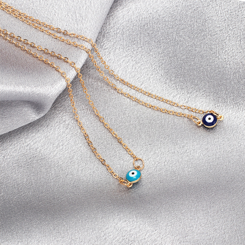 3g Weight Necklace Classification Wedding, Travel Occasion Women'S Gender Light Blue, Dark Blue Color Fashion Demon Eye Pendent Alloy Necklace Wholesale 2