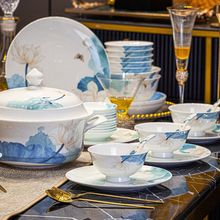 碗盘套装高颜值家用中国风餐具陶瓷碗盘组合一整套过年乔迁送