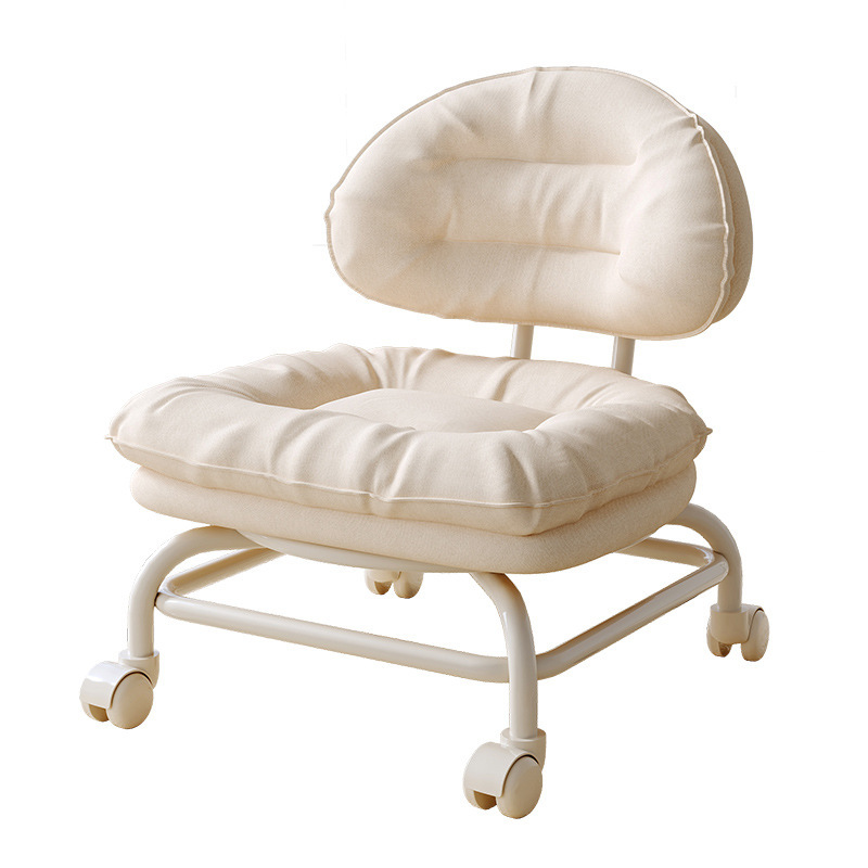 Taburete pequeño con ruedas universales para el hogar, taburete bajo con polea, banco con ruedas para niños, silla con respaldo de costura, taburete para cambiar zapatos, artefacto para bebé