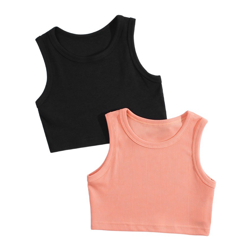 2026 chaleco de costilla de niñas ropa de niñas nuevas camisas de moda europea y americana sin mangas de algodón