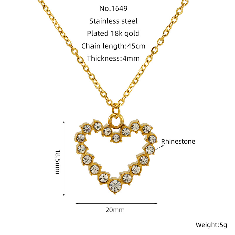 Nuevo collar de amor de acero inoxidable de lujo ligero europeo y americano, moda universal, colgante de oro en forma de corazón, cadena de clavícula para mujeres