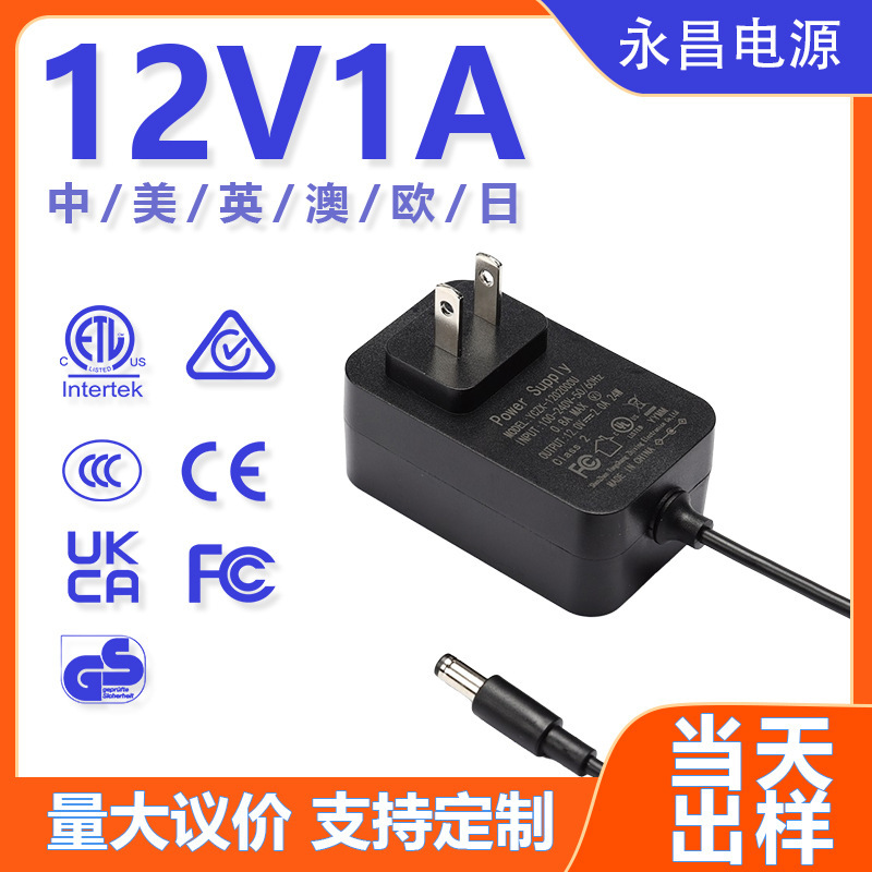 12V1A Power Adapter Us Standard Etl Certified Power Supply 5V2A Small Household Appliance 12W Power Adapter