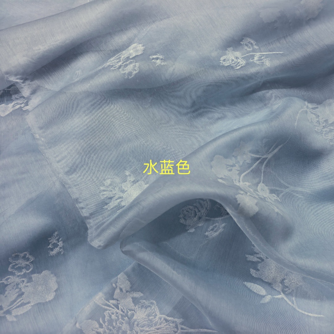 厂家直销柯桥源头 烧花 涤棉布料多色 烂花透明度好 炒色女装面料