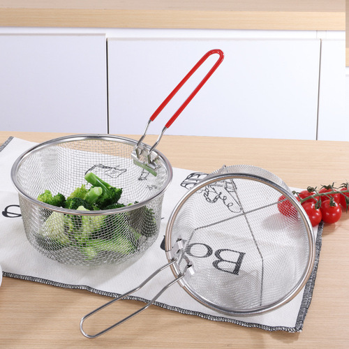 TMEU Amazon 304 stainless steel oil grid hot pot scoop noodle filter mesh spoon deep fryer drain scoop