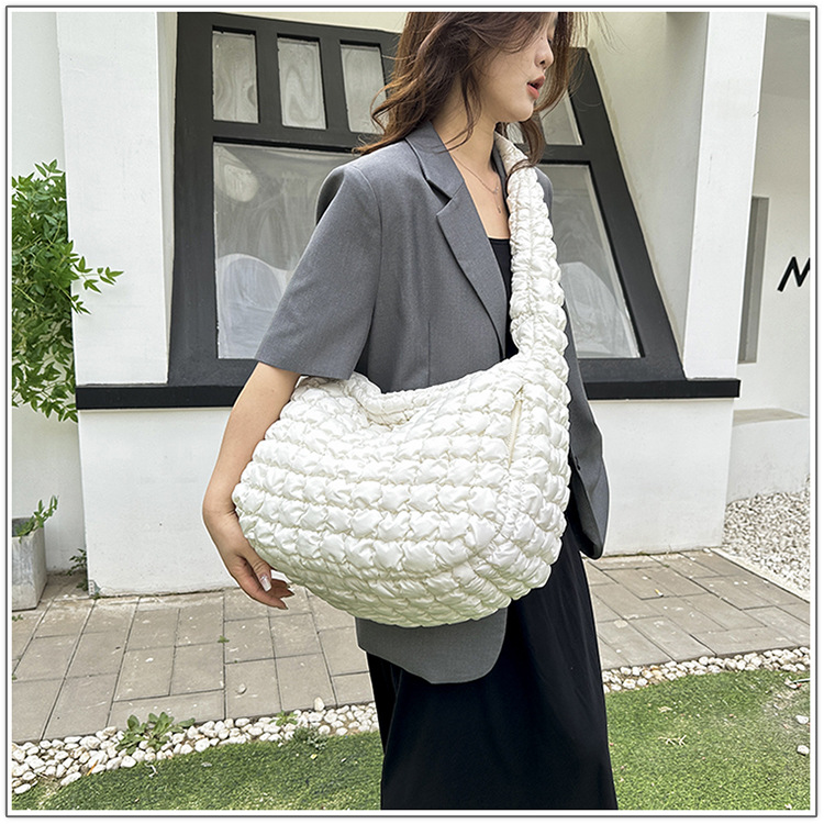 Korean Cloud Bag, Women's Lazy Style Shoulder Bag Pleated Handbag Large Capacity Single Shoulder Casual Bag_voghion.com