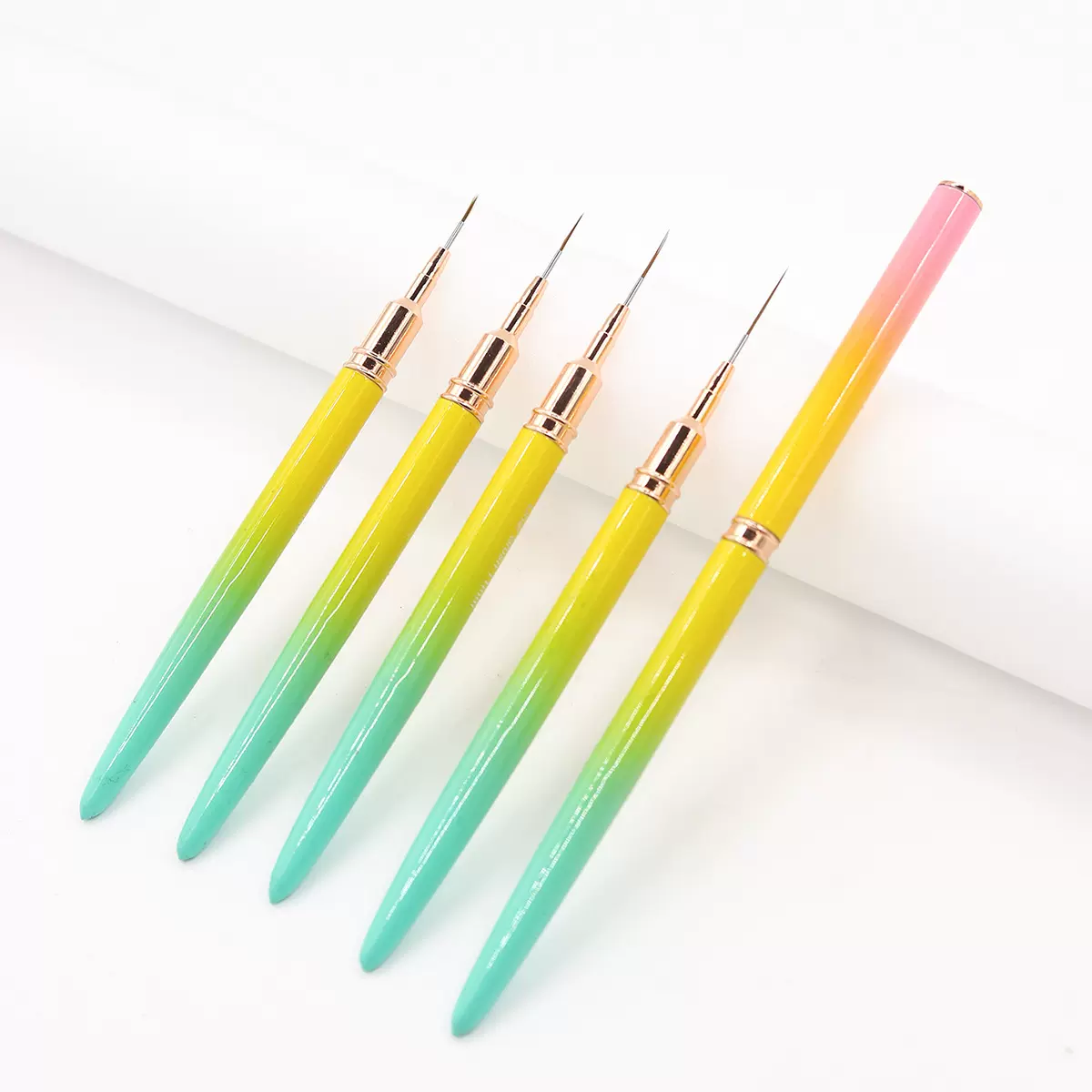 美甲刷渐变金属杆铜件美甲拉线笔晕染渐变彩绘笔长尺寸拉线笔