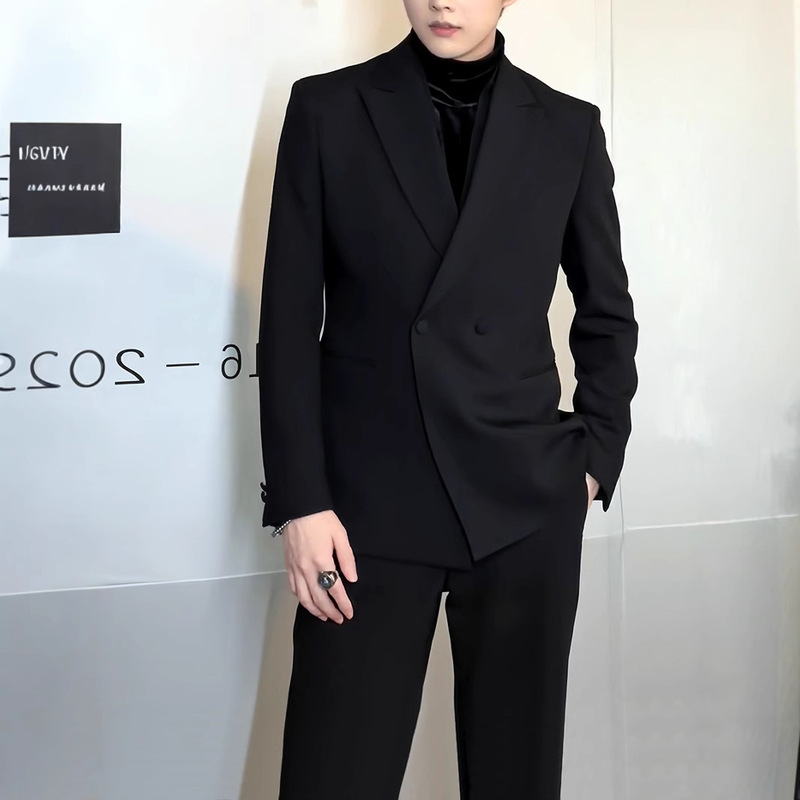 Spring and Autumn Cold Style High-end Suit suit Men's Korean Style Casual Light Luxury Design Sense Business Black Suit Jacket