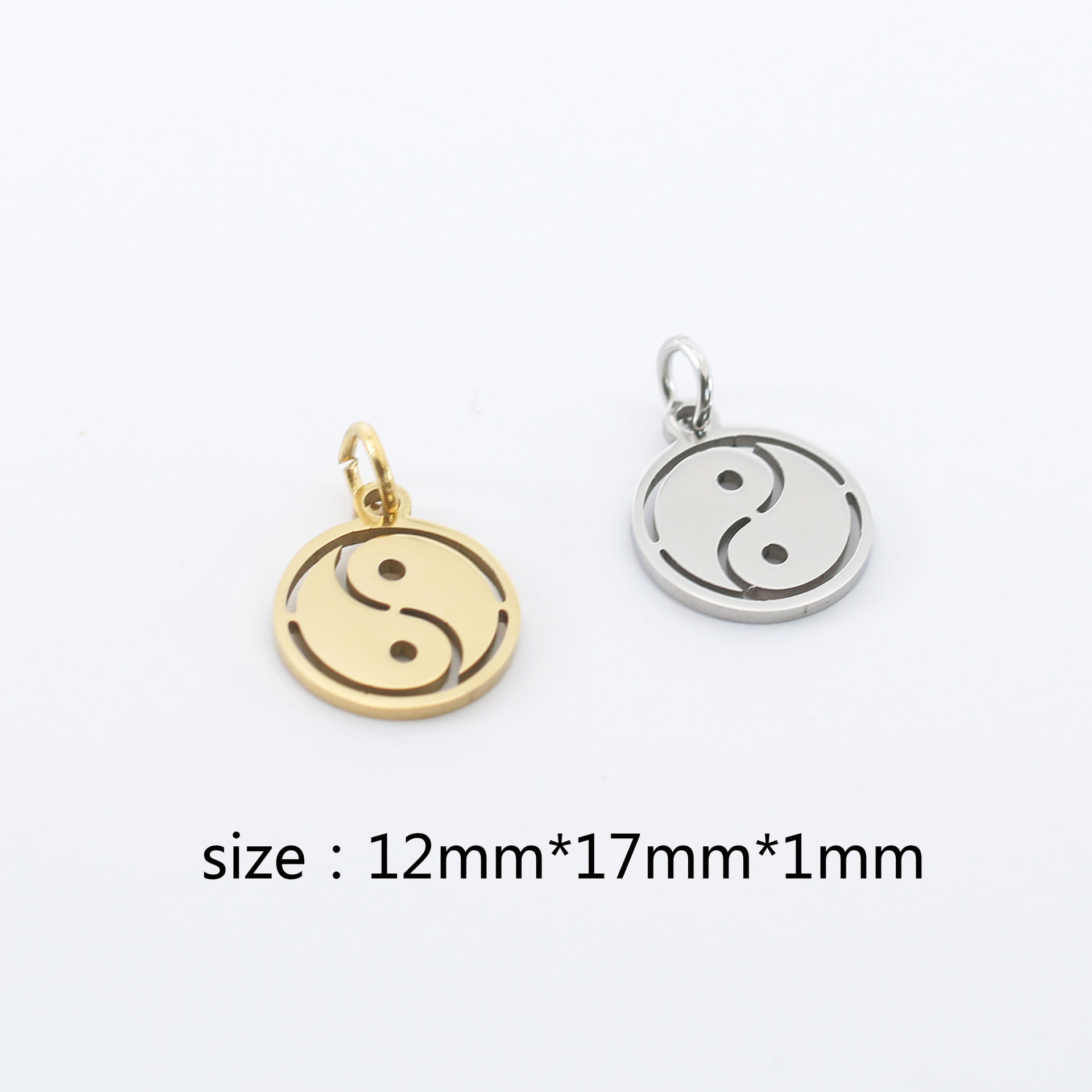 DOOYIO 5 teile/los Edelstahl Charms Hohl-out Yin Yang Tai Chi Anhänger Weibliche DIY Schmuck Halskette Zubehör – Detail 2