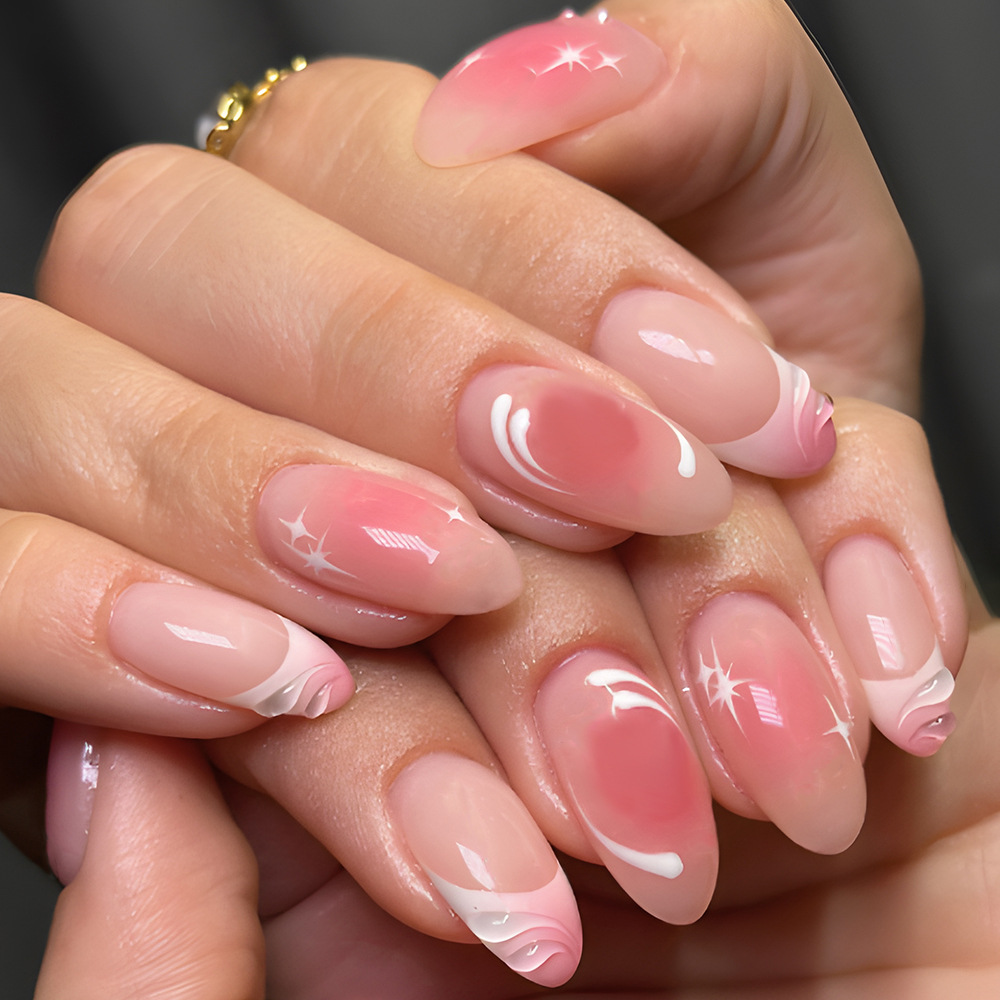 Polvo desnudo tridimensional transfronterizo para usar uñas con estrellas decoradas con un parche de uñas simple y elegante. image 1