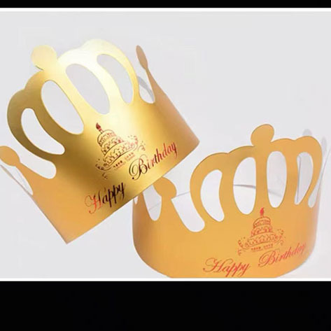 批发大小可调节白卡材质金色皇冠生日帽子生日蛋糕配件可印logo