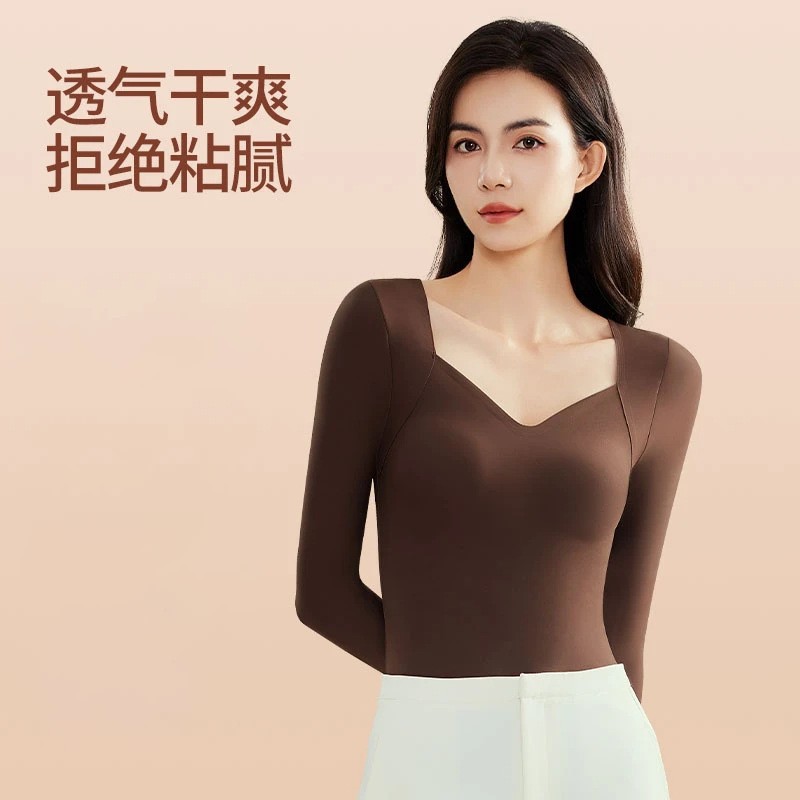 Otoño y invierno calentamiento ropa interior damas con cojín de pecho sin usar sujetador sin marcas de ropa interior cercana con calentamiento corporal calentamiento muscular