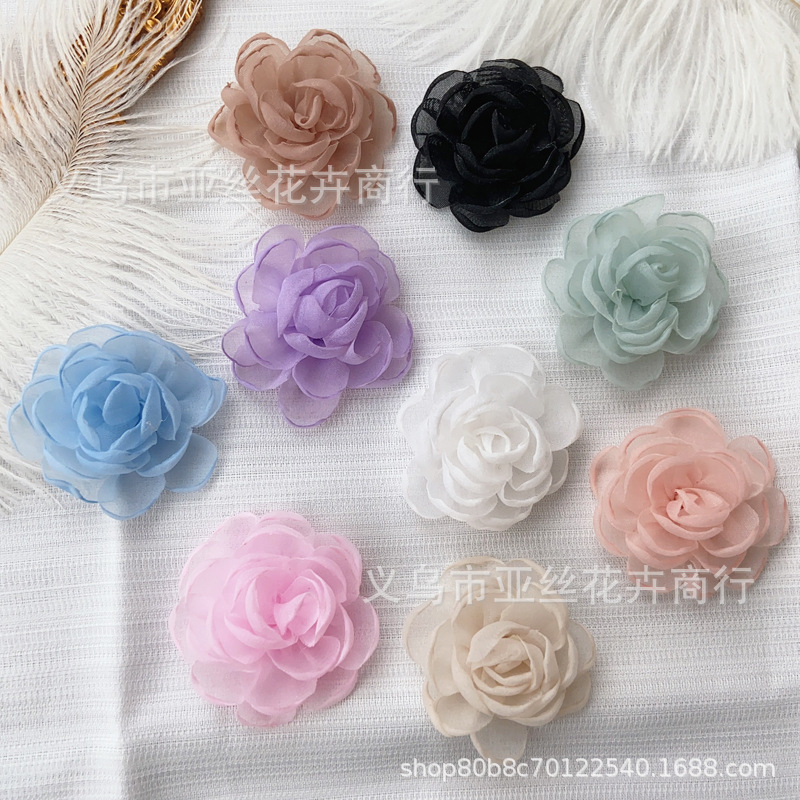 Three-dimensional yarn flower diy colorful organza small flower handmade material clothing accessories jewelry headdress shoe flower accessories