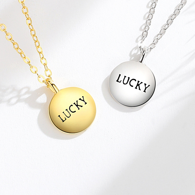 S925 plata esterlina suerte inglés pequeño collar redondo de las mujeres moda europea y americana transfronteriza estrella Venta caliente mismo estilo Cadena de clavícula