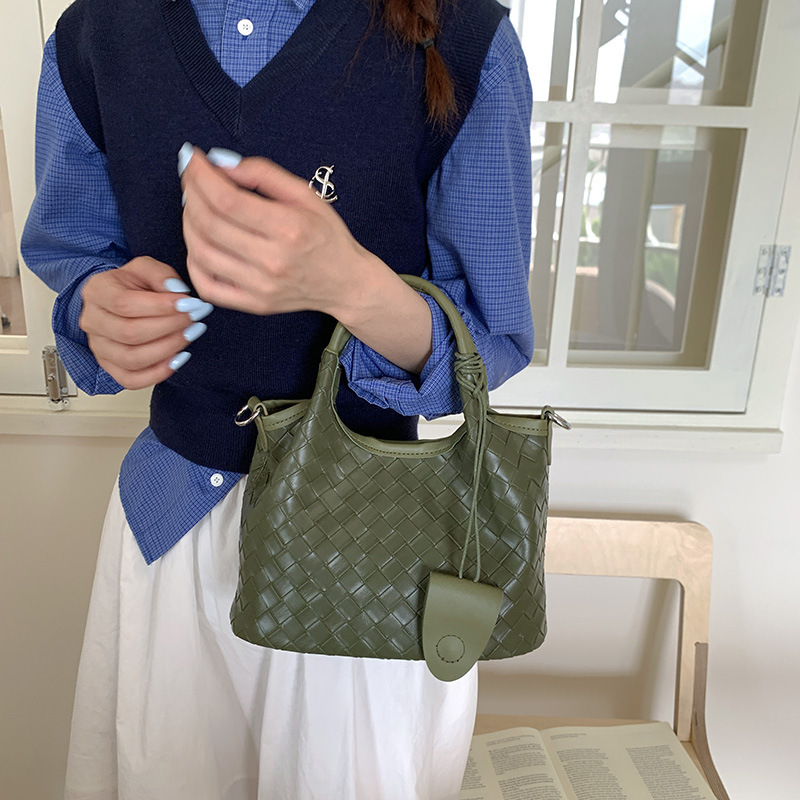高级感简约编织包女2025新款休闲手提托特包流行单肩包洋气斜挎包|undefined