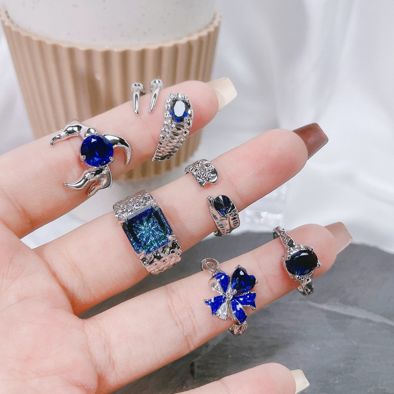 10g Weight Rhinestones Inlay Material Open Rings Classification Adjustable Ring Size 1 Piece Quantity Daily Occasion Copper Material Geometric Pattern Women's Gender Enamel, Plating, Inlay Design IG Style Style Wholesale IG Style Geometric Copper Enamel Plating Inlay Rhinestones Open Rings 3