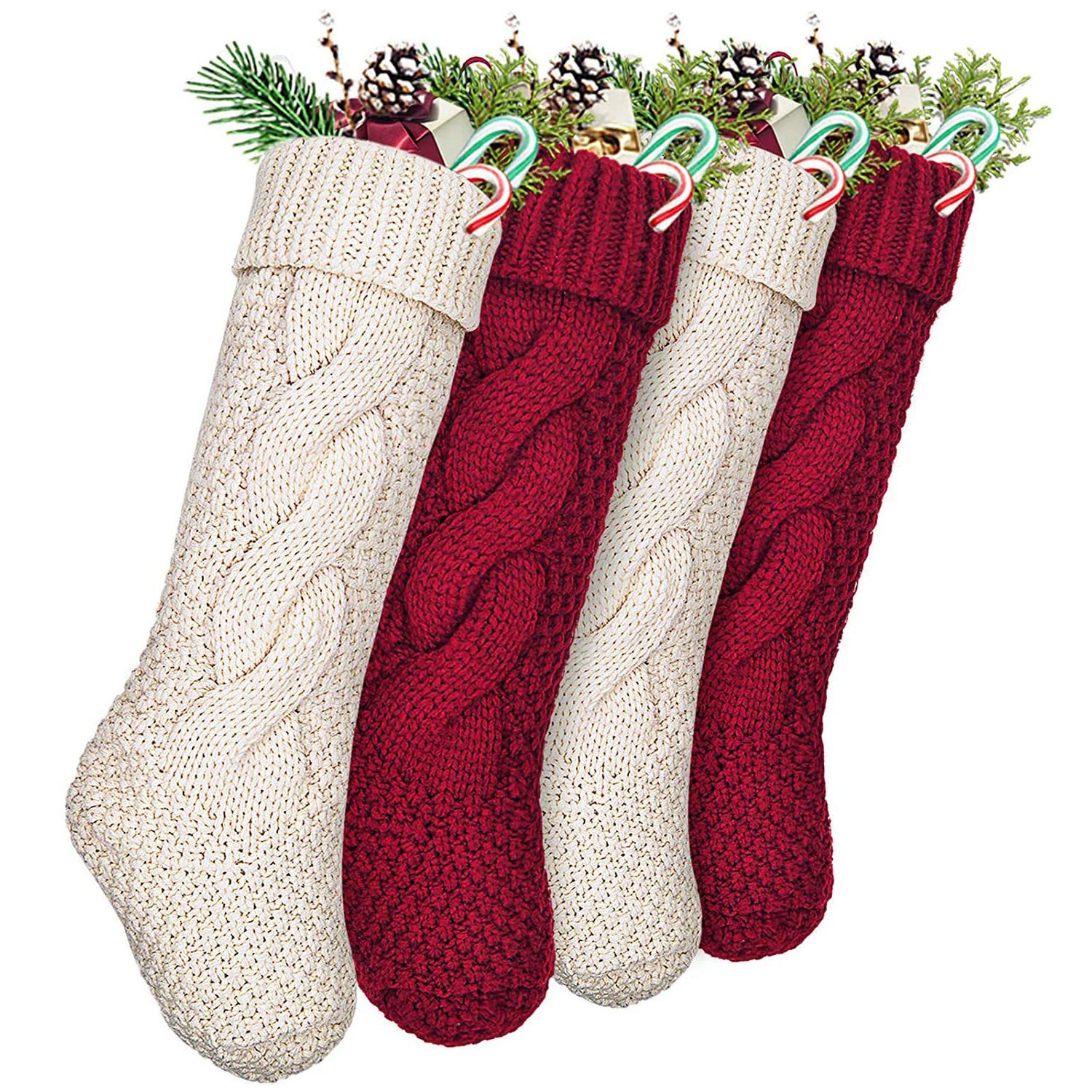 Transfronterizo nuevo punto de Navidad rojo blanco Navidad calcetines adornos de regalo bolsa decoración colgante caramelo bolsa chimenea colgando Calcetines
