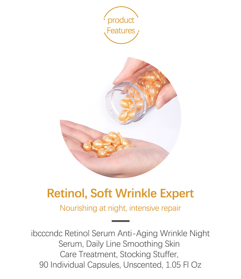 carina 90 kapslar retinol gyllene ljusa linjer uppstramande ansiktsskönhet hudvård mjuk essens_voghion.com