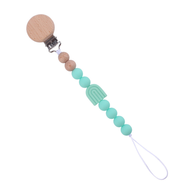 Nuevo bebé haya plana chupete clip calmante bebé dibujos animados arco iris de silicona mordedura molar chupete cadena