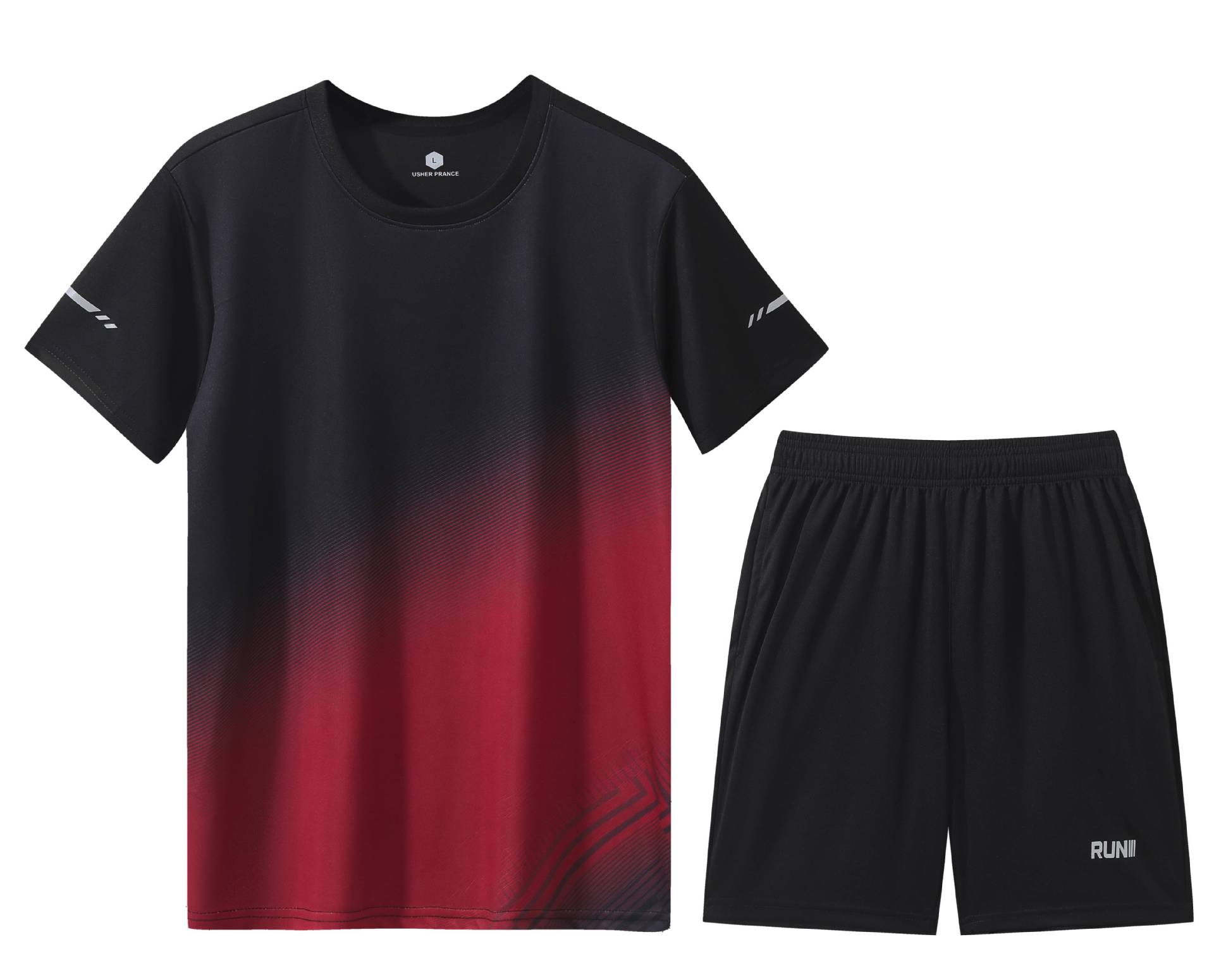 Traje deportivo Camiseta de secado rápido para hombre Camiseta de manga corta para correr ropa de fitness de verano casual de dos piezas al por mayor