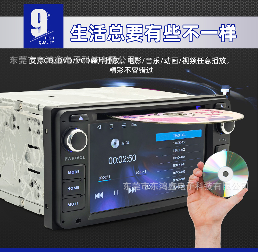 Suitable for Toyota Corolla, Camry, Hiace, Great Wall M1/M2 car DVD Bluetooth USB screen projection player