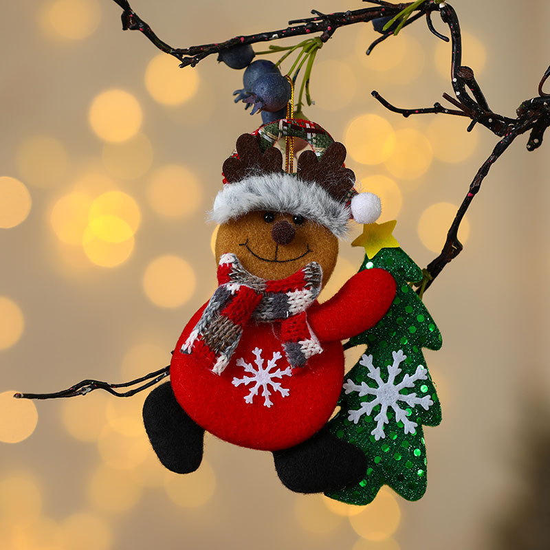 Decoraciones de Navidad anciano muñeco de nieve ciervo regalos de Navidad pequeño colgante muñeca de peluche colgante de árbol de Navidad suministros