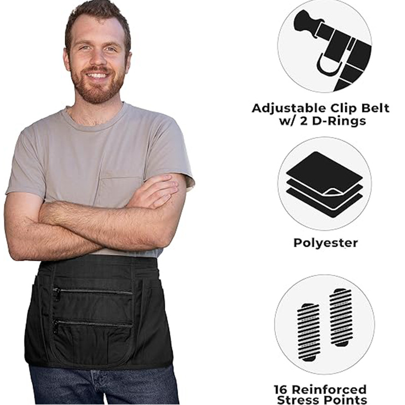 Transfronterizo Oxford tela impermeable delantal doble bolsillo cremallera botella de pulverización colgar anillo ropa de jardinería delantal corto