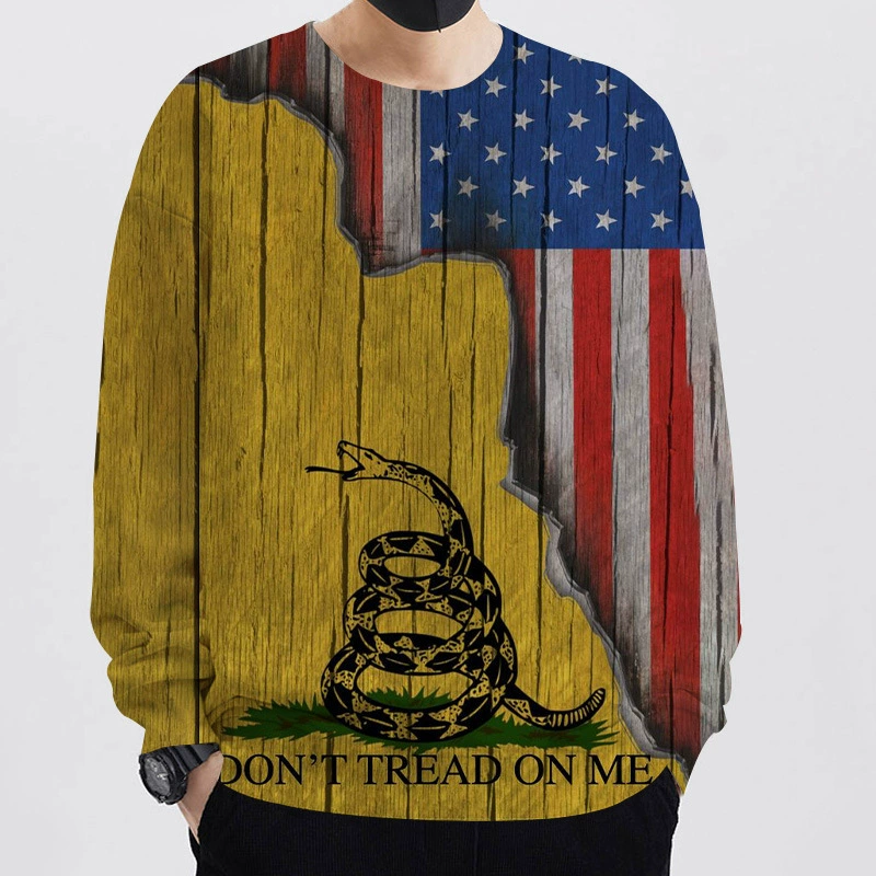 AliExpress Amazon Молодежный весенний мужской свитер с 3D цифровым принтом и круглым вырезом свободный американский флаг