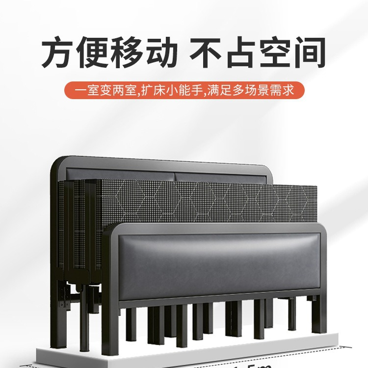 Cama plegable solo hogar simple siesta almuerzo cama adulto fuerte durable reforzado doble cama de hierro cama de acompañamiento